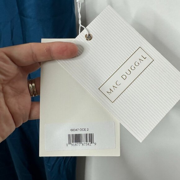 NWT Mac Duggal Tie Front with Keyhole Detail Gown 2 Ocean #8147 - Picture 6 of 8